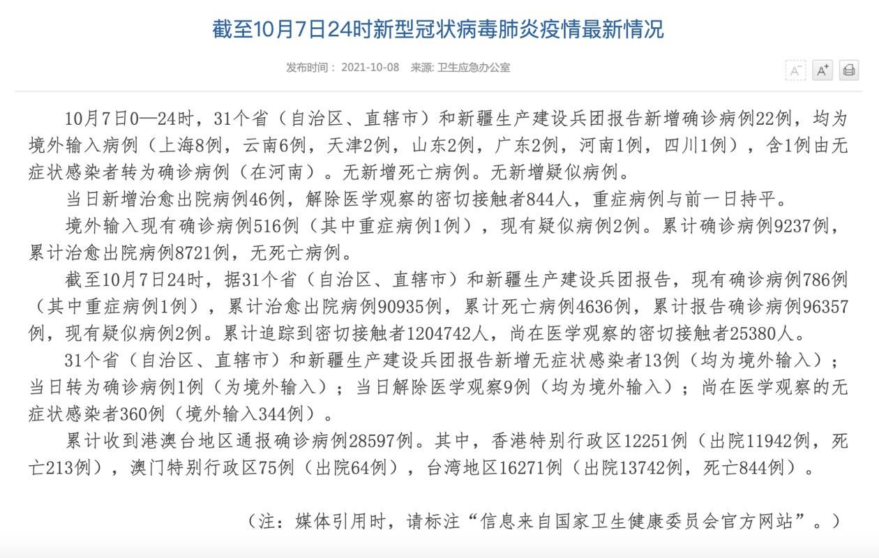 31省市新增22例境外输入涉7省(31省新增10例均为境外输入)